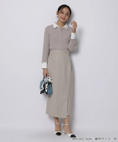 JUSGLITTY(ジャスグリッティー) |配色シャツカラー長袖ニット