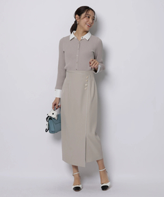 JUSGLITTY(ジャスグリッティー) |配色シャツカラー長袖ニット