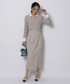 JUSGLITTY(ジャスグリッティー) |配色シャツカラー長袖ニット