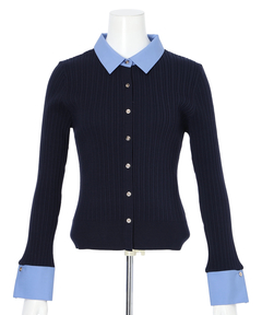 JUSGLITTY(ジャスグリッティー) |配色シャツカラー長袖ニット