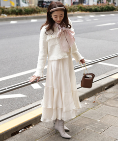 JUSGLITTY(ジャスグリッティー) |ニットツイードパールジャケット