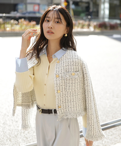 JUSGLITTY(ジャスグリッティー) |ニットツイードパールジャケット