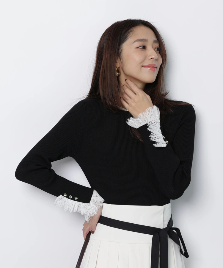 JUSGLITTY(ジャスグリッティー) |レースカフスリブニット