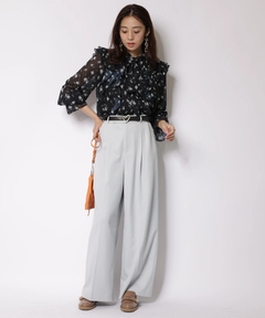 JUSGLITTY(ジャスグリッティー) |プリントフリルショートブラウス