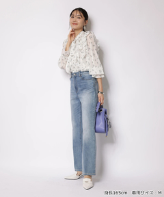 JUSGLITTY(ジャスグリッティー) |プリントフリルショートブラウス