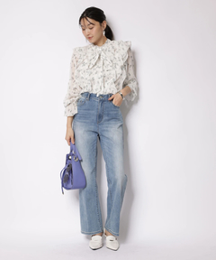 JUSGLITTY(ジャスグリッティー) |プリントフリルショートブラウス