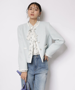 JUSGLITTY(ジャスグリッティー) |プリントフリルショートブラウス