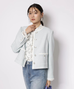 JUSGLITTY(ジャスグリッティー) |プリントフリルショートブラウス