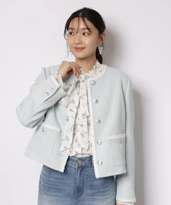 JUSGLITTY(ジャスグリッティー) |プリントフリルショートブラウス