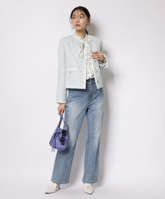 JUSGLITTY(ジャスグリッティー) |プリントフリルショートブラウス