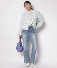 JUSGLITTY(ジャスグリッティー) |プリントフリルショートブラウス