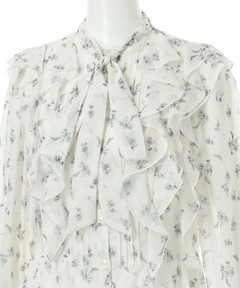 JUSGLITTY(ジャスグリッティー) |プリントフリルショートブラウス