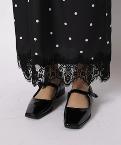 JUSGLITTY(ジャスグリッティー) |レースヘムドットナロースカート