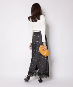 JUSGLITTY(ジャスグリッティー) |レースヘムドットナロースカート
