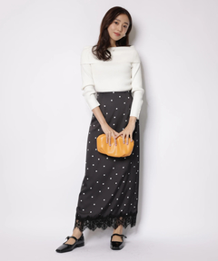 JUSGLITTY(ジャスグリッティー) |レースヘムドットナロースカート