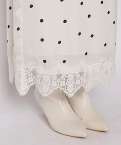 JUSGLITTY(ジャスグリッティー) |レースヘムドットナロースカート