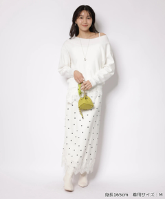 JUSGLITTY(ジャスグリッティー) |レースヘムドットナロースカート