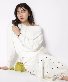 JUSGLITTY(ジャスグリッティー) |レースヘムドットナロースカート