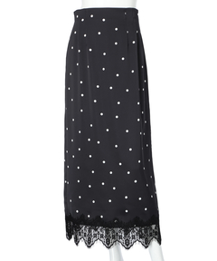 JUSGLITTY(ジャスグリッティー) |レースヘムドットナロースカート