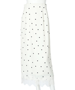 JUSGLITTY(ジャスグリッティー) |レースヘムドットナロースカート