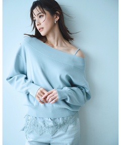 ジャスグリッティー　ビジュー衿リブニット　白 ビジュー衿リブニット | ニット | JUSGLITTY（ジャスグリッティー