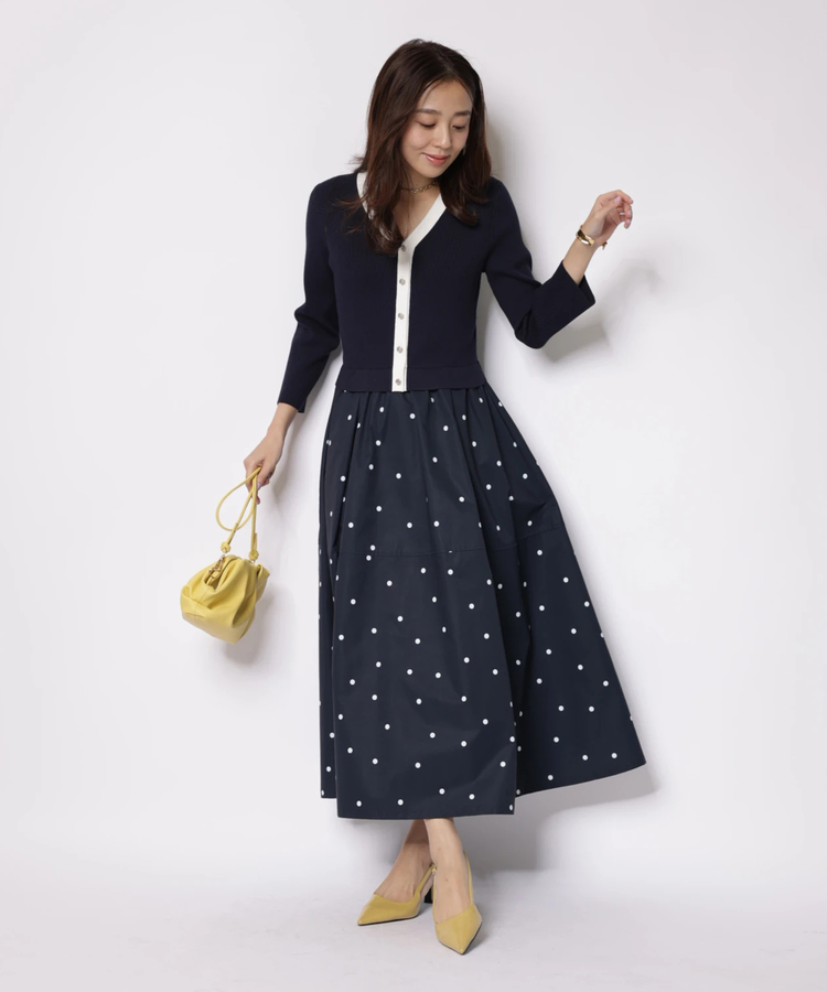 JUSGLITTY(ジャスグリッティー) |ドットスカートドッキングワンピース