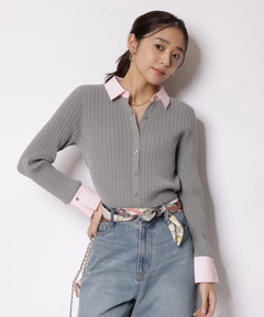 JUSGLITTY(ジャスグリッティー) |[WEB LIMITED]配色シャツカラー長袖ニット