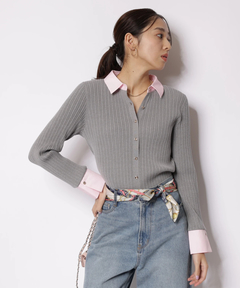 JUSGLITTY(ジャスグリッティー) |[WEB LIMITED]配色シャツカラー長袖ニット