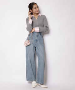 JUSGLITTY(ジャスグリッティー) |[WEB LIMITED]配色シャツカラー長袖ニット