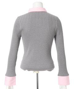 JUSGLITTY(ジャスグリッティー) |[WEB LIMITED]配色シャツカラー長袖ニット