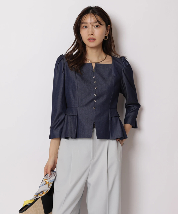 JUSGLITTY(ジャスグリッティー) |スクエアネックペプラムブラウス