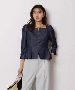 JUSGLITTY(ジャスグリッティー) |スクエアネックペプラムブラウス