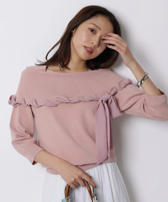 JUSGLITTY(ジャスグリッティー) |リボントリムオフショルニット