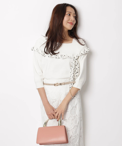 JUSGLITTY(ジャスグリッティー) |リボントリムオフショルニット