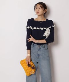 JUSGLITTY(ジャスグリッティー) |リボントリムオフショルニット