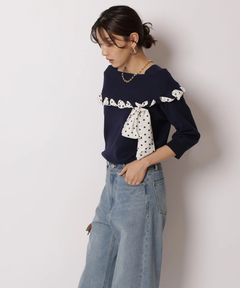 JUSGLITTY(ジャスグリッティー) |リボントリムオフショルニット