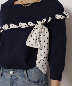 JUSGLITTY(ジャスグリッティー) |リボントリムオフショルニット