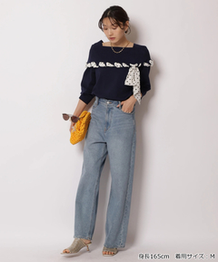 JUSGLITTY(ジャスグリッティー) |リボントリムオフショルニット