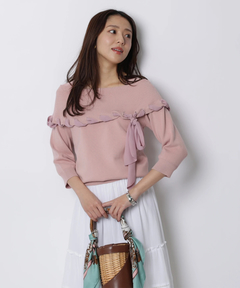 JUSGLITTY(ジャスグリッティー) |リボントリムオフショルニット