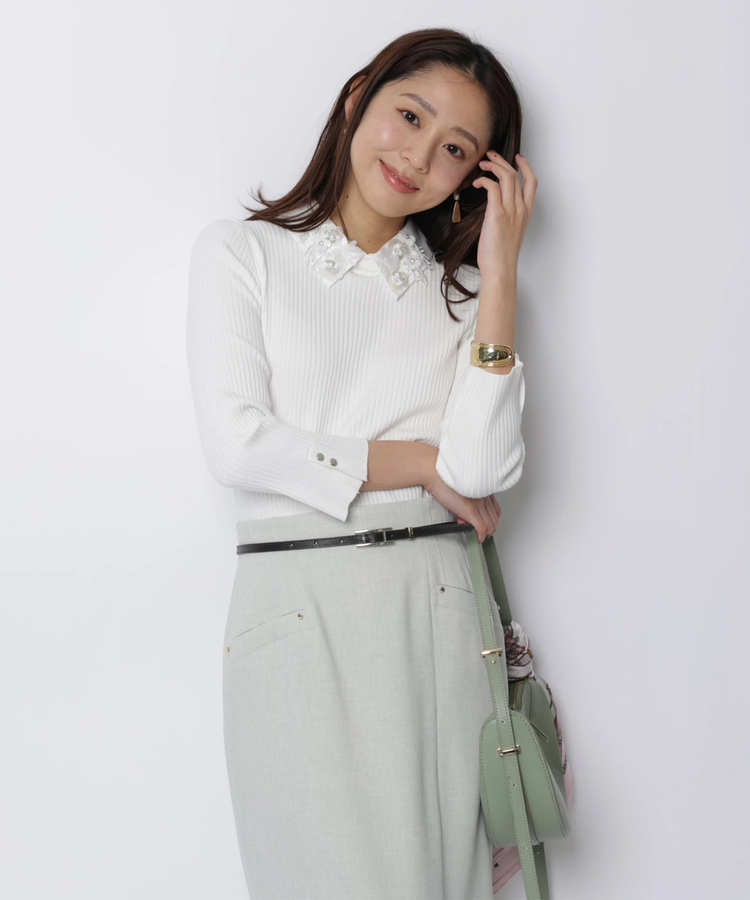 JUSGLITTYビジュー衿リブニット 有楽町マルイ限定》ビジュー衿リブニット | ニット | JUSGLITTY