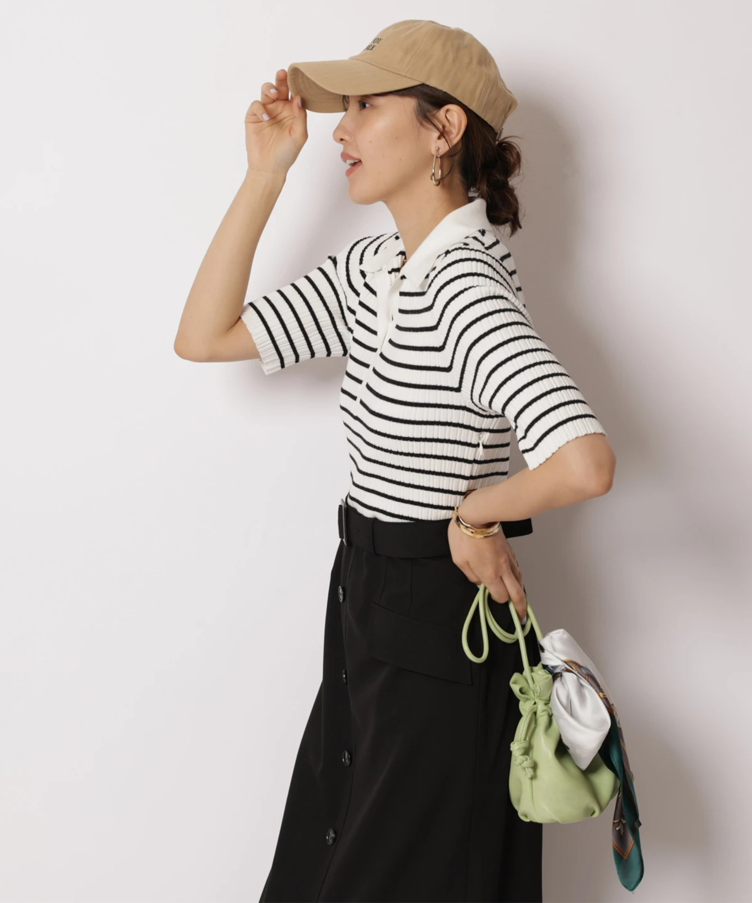 Arpege story限定】スキッパータイトドッキングワンピース