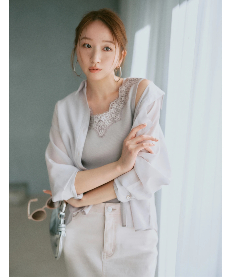 シアーシャツ×レースニットSET | アンサンブル | JUSGLITTY（ジャス