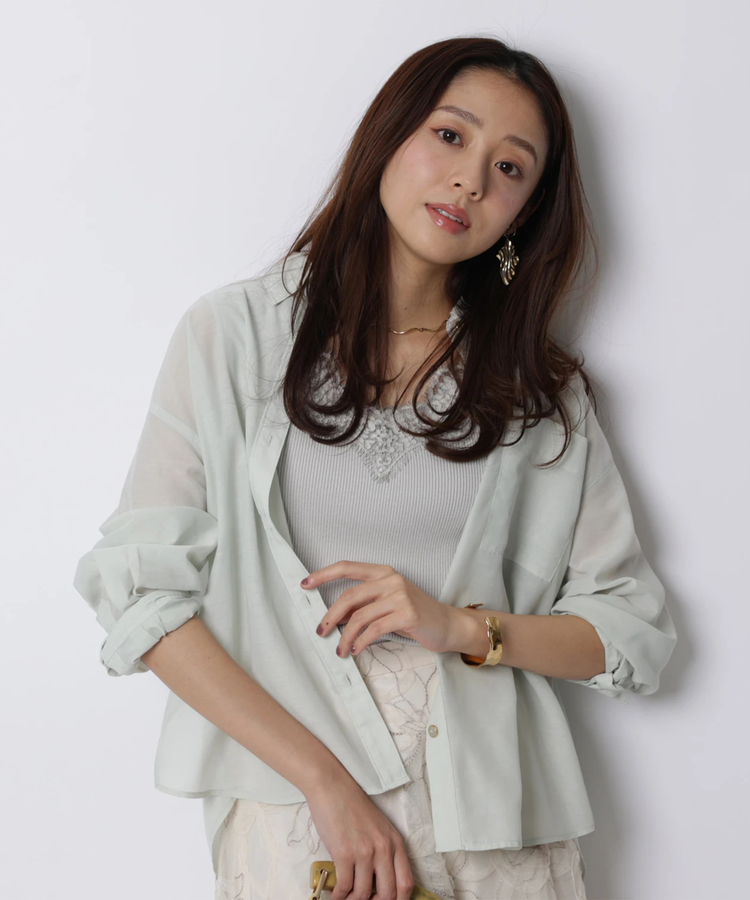ジャスグリッティーシアーシャツ×レースニットSET白 シアーシャツ×レースニットSET | アンサンブル | JUSGLITTY（ジャス