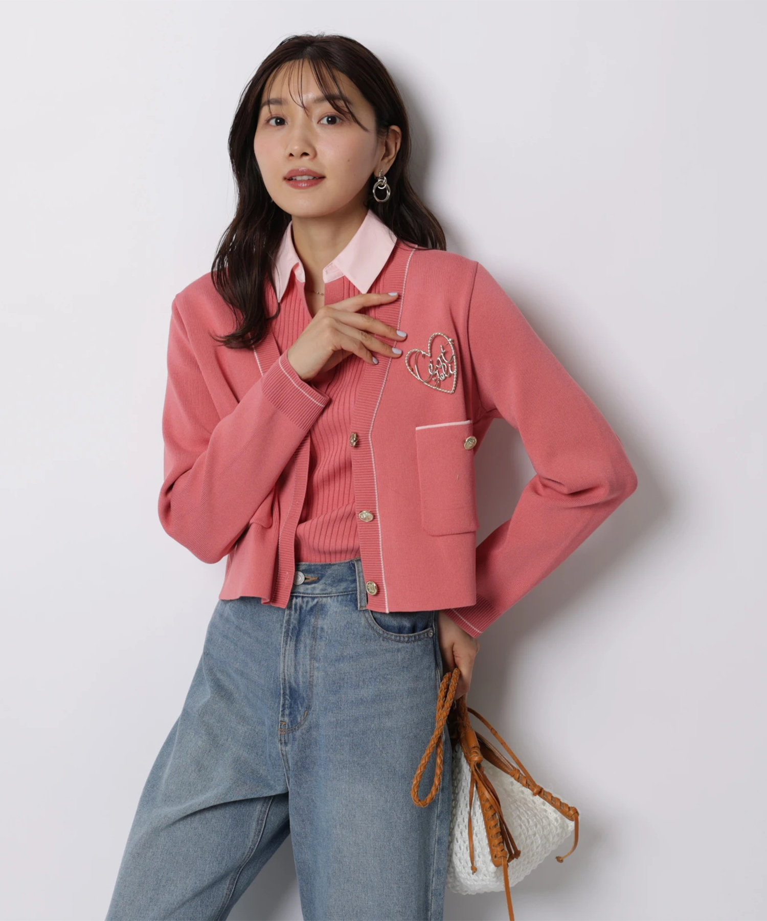 5分袖シャツカラーVネックアンサンブル | アンサンブル | JUSGLITTY