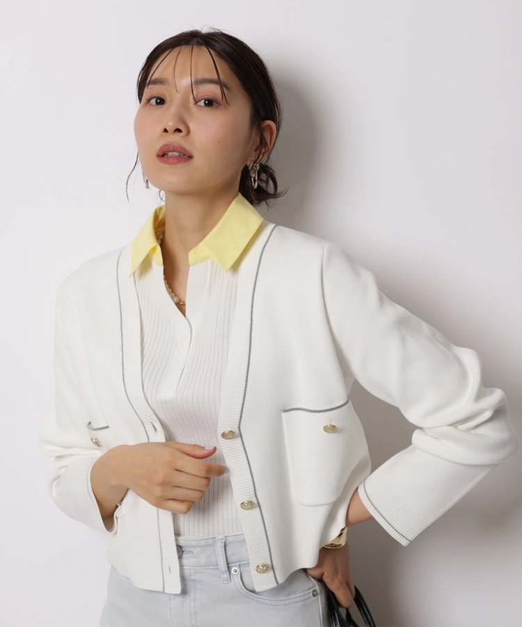 5分袖シャツカラーVネックアンサンブル | アンサンブル | JUSGLITTY