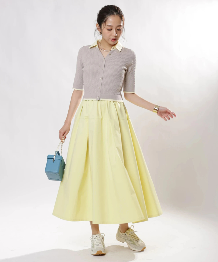 5分袖スキッパーケーブルドッキングワンピース | ワンピース