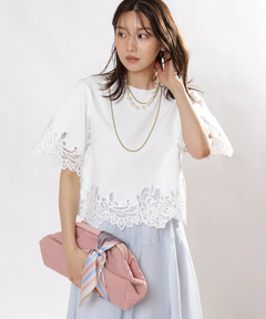JUSGLITTY(ジャスグリッティー) |レースヘムTシャツニット