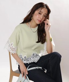 JUSGLITTY(ジャスグリッティー) |レースヘムTシャツニット