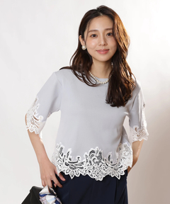 JUSGLITTY(ジャスグリッティー) |レースヘムTシャツニット