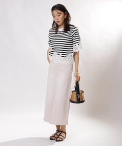 JUSGLITTY(ジャスグリッティー) |レースヘムTシャツニット